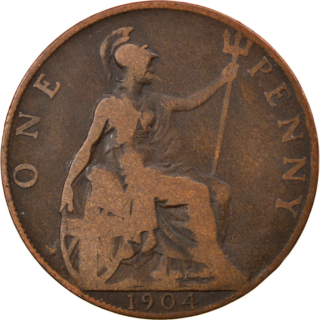 Coin, Great Britain, Edward VII, Penny, 1904, VF(20-25), Bronze, KM:794.2