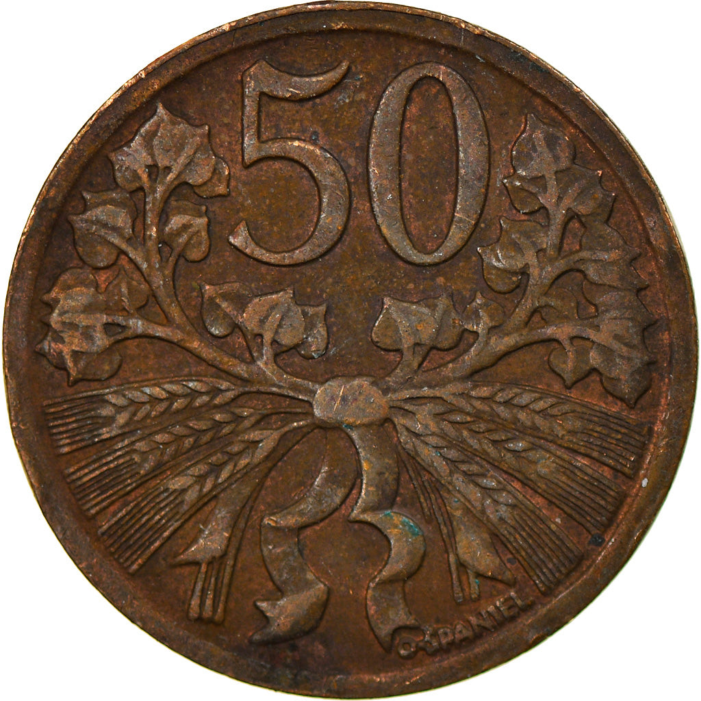 Coin, Czechoslovakia, 50 Haleru, 1950, EF(40-45), Bronze, KM:21