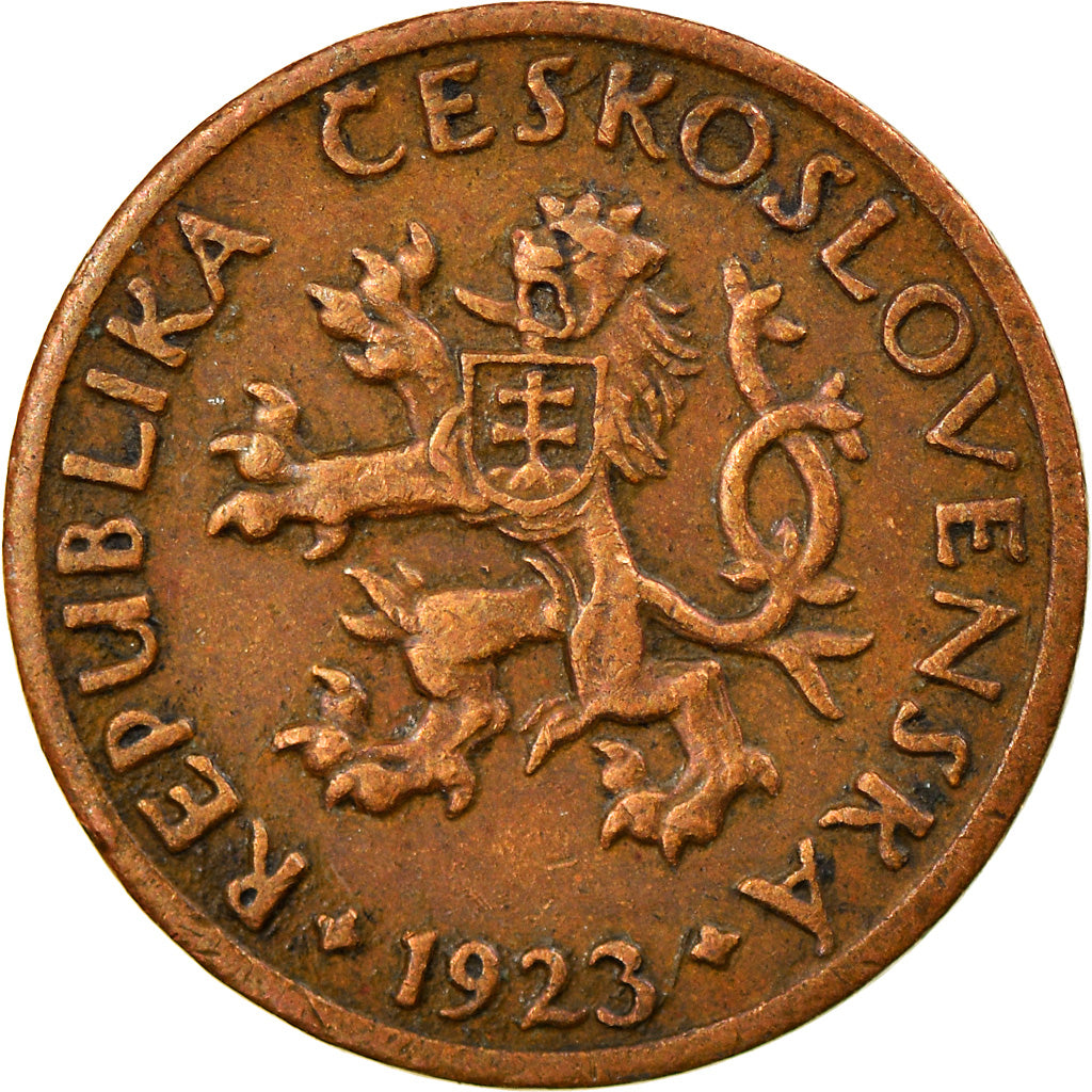 Coin, Czechoslovakia, 5 Haleru, 1923, EF(40-45), Bronze, KM:6