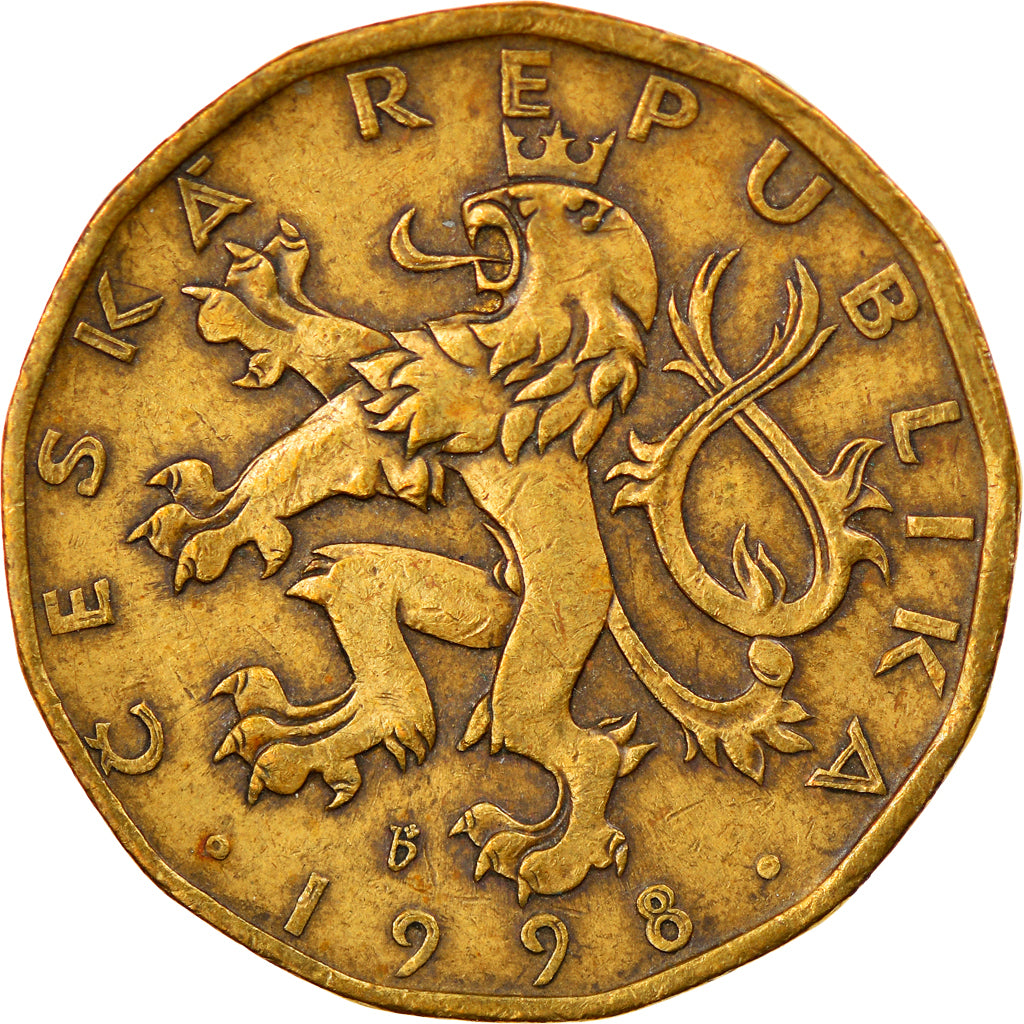 Coin, Czech Republic, 20 Korun, 1998, EF(40-45), Brass plated steel, KM:5