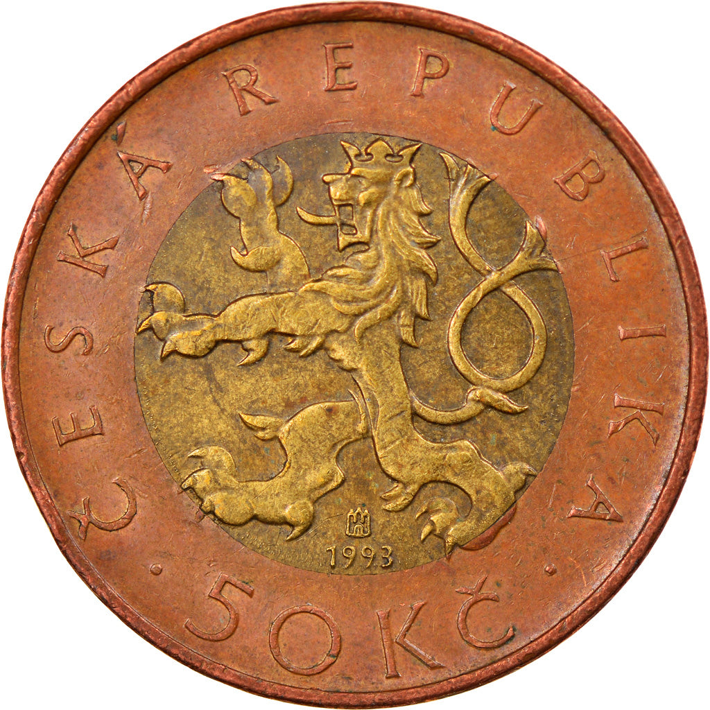 Coin, Czech Republic, 50 Korun, 1993, EF(40-45), Bi-Metallic, KM:1