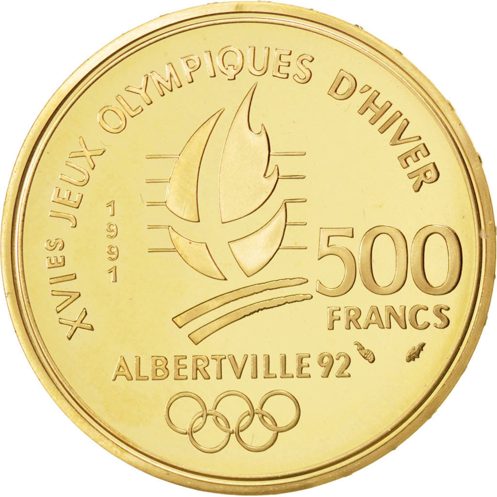 FRANCE, 500 Francs, 1991, Paris, KM #1000, MS(65-70), Gold, 17.00