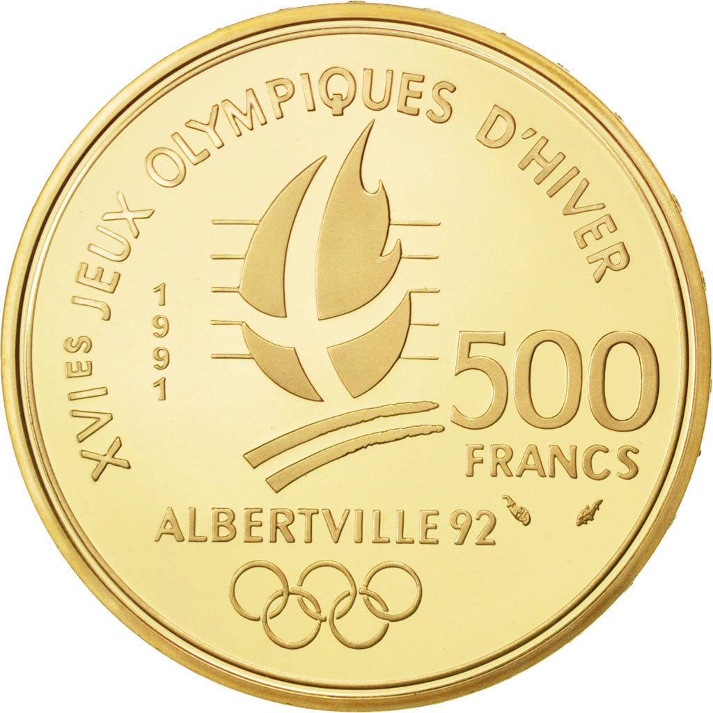 FRANCE, 500 Francs, 1991, Paris, KM #1000, MS(65-70), Gold, 17.00