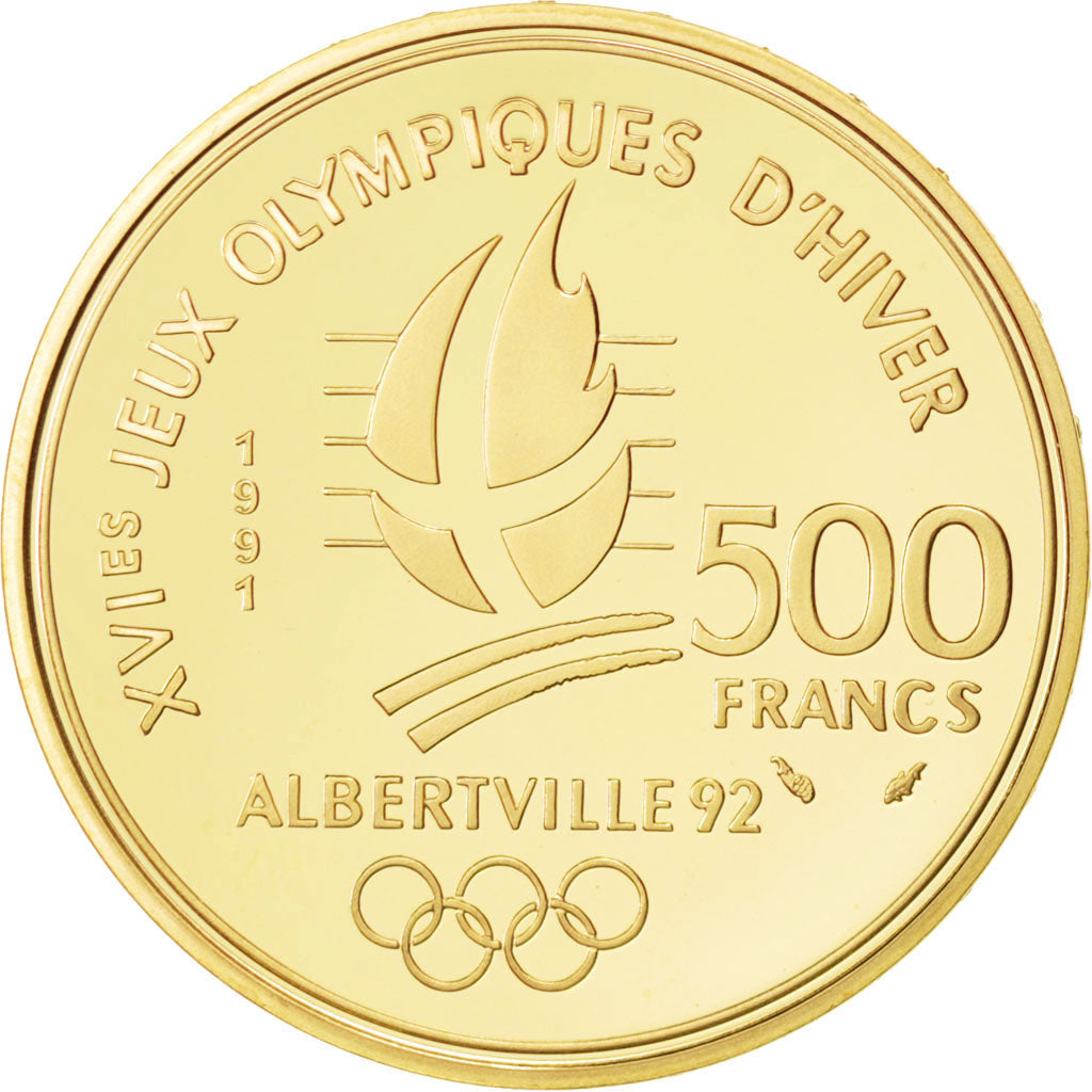 Vème République, 500 Francs Or Pierre de Coubertin, 1991, KM 1000