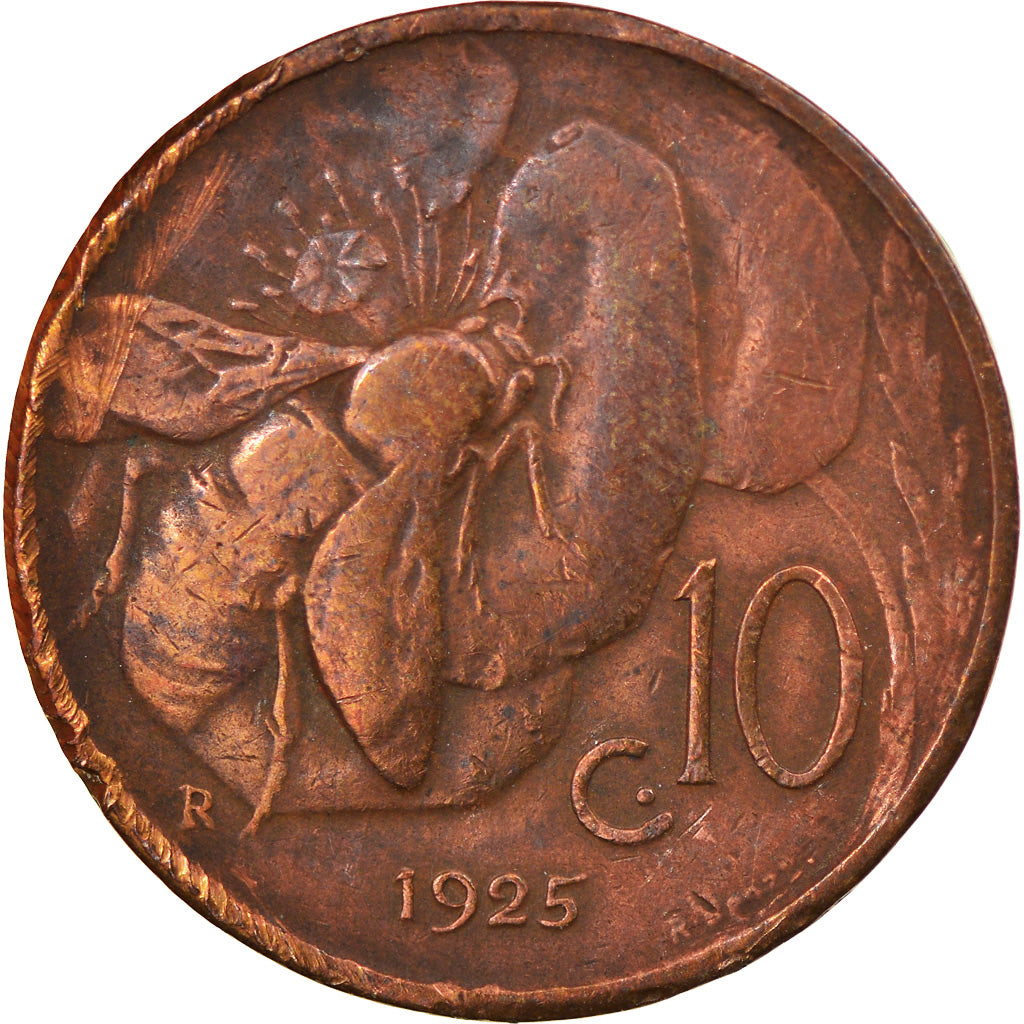 Moneda, Italia, Vittorio Emanuele III, 10 Centesimi, 1925, Rome, MBC, Bronce