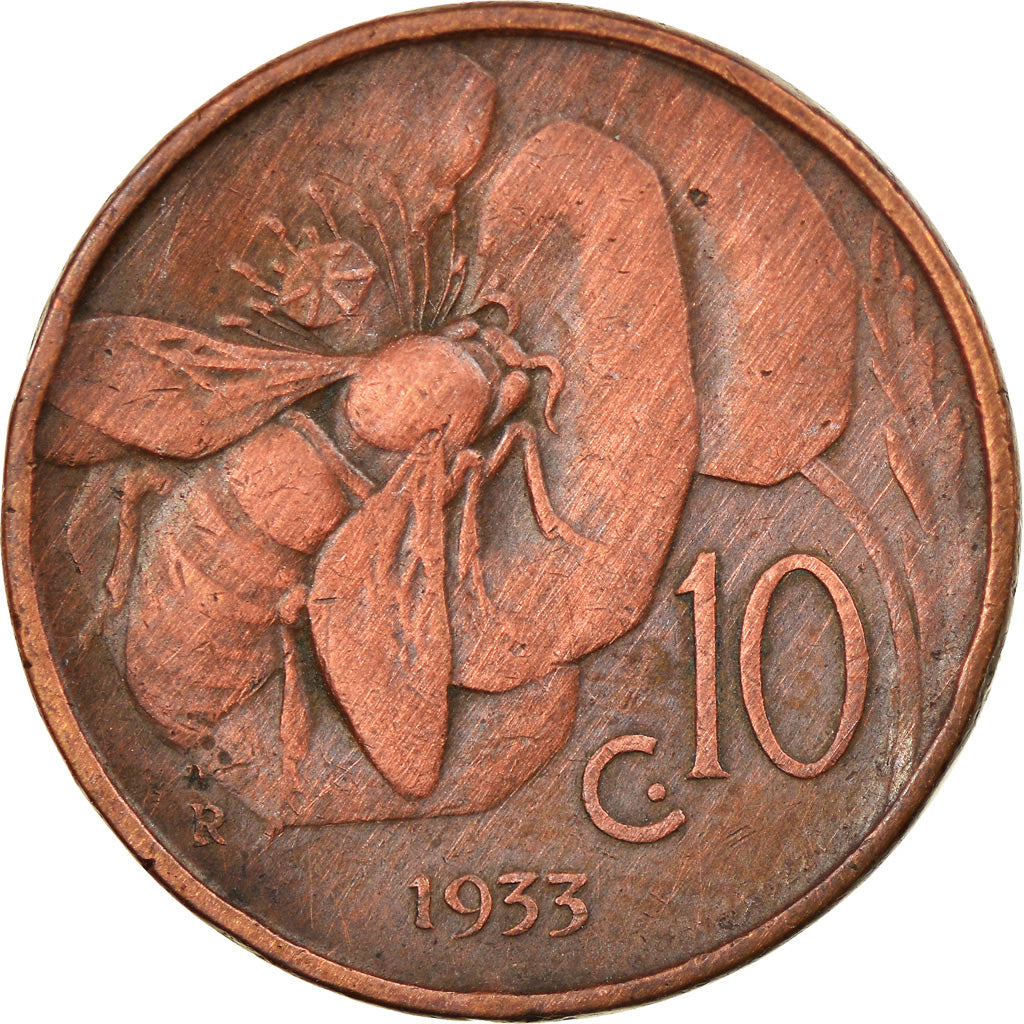 Moneta, Italia, Vittorio Emanuele III, 10 Centesimi, 1933, Rome, BB, Bronzo