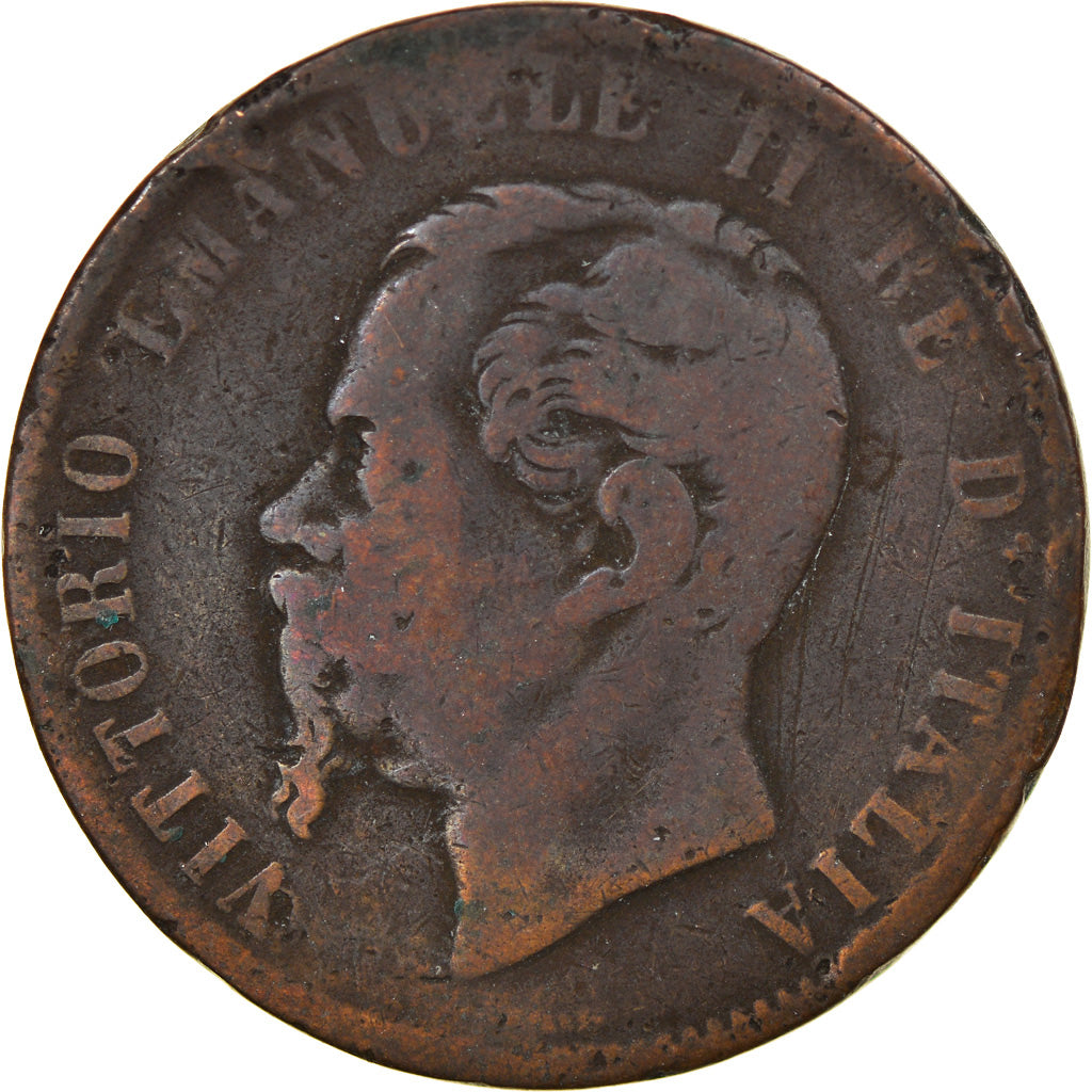 Moeda, Itália, Vittorio Emanuele II, 10 Centesimi, 1867, Strasbourg, F(12-15)