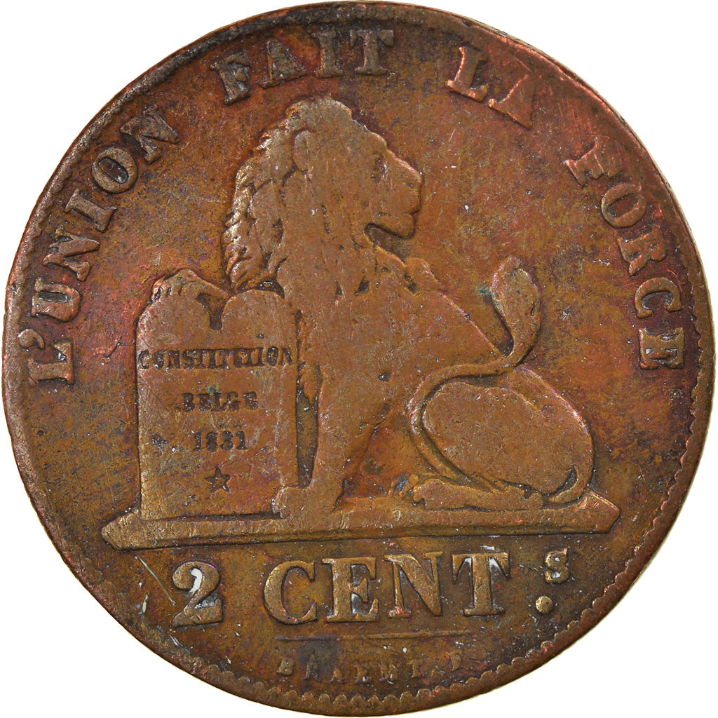 Coin, Belgium, Leopold I, 2 Centimes, 1856, VF(30-35), Copper, KM:4.2