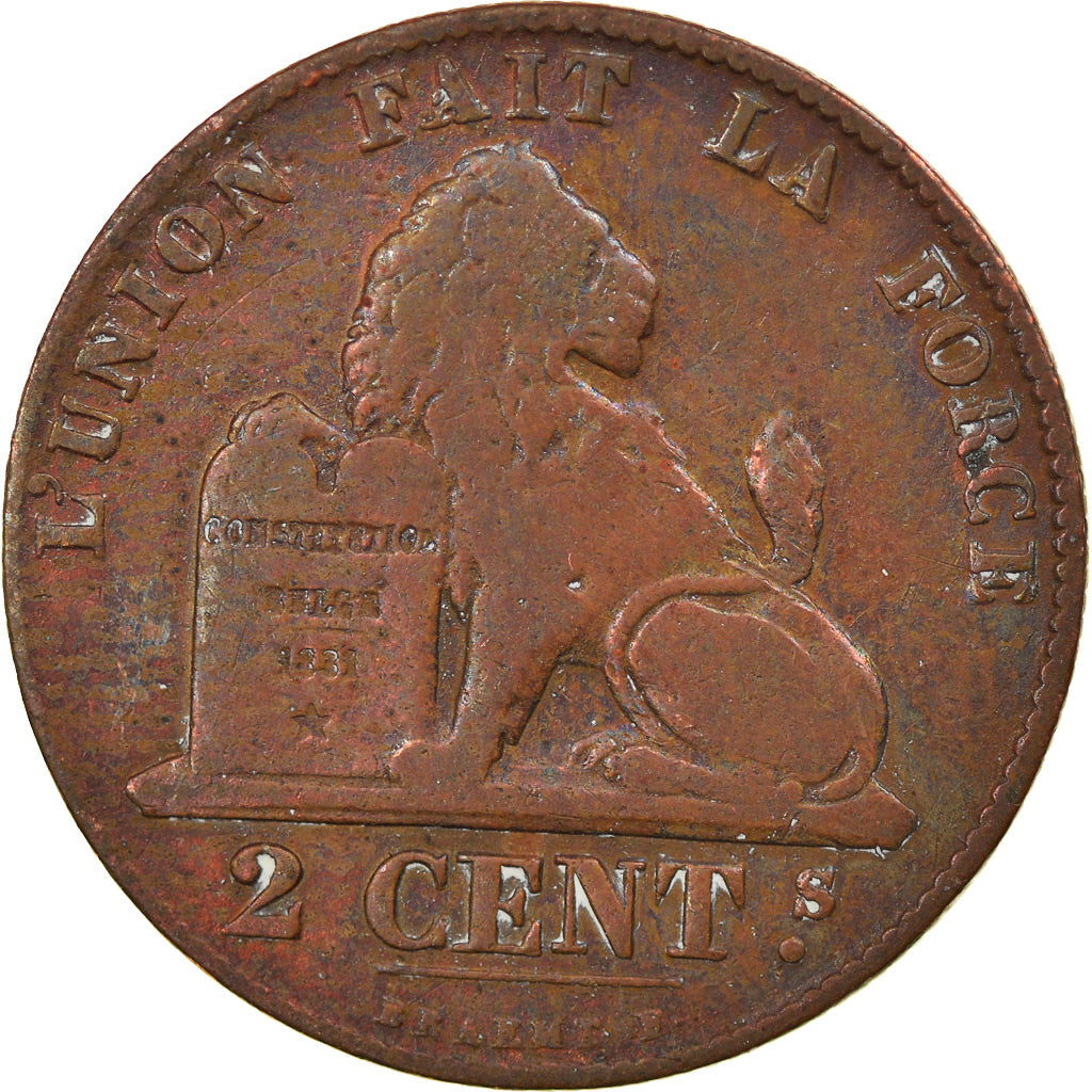 Coin, Belgium, Leopold I, 2 Centimes, 1862, EF(40-45), Copper, KM:4.2