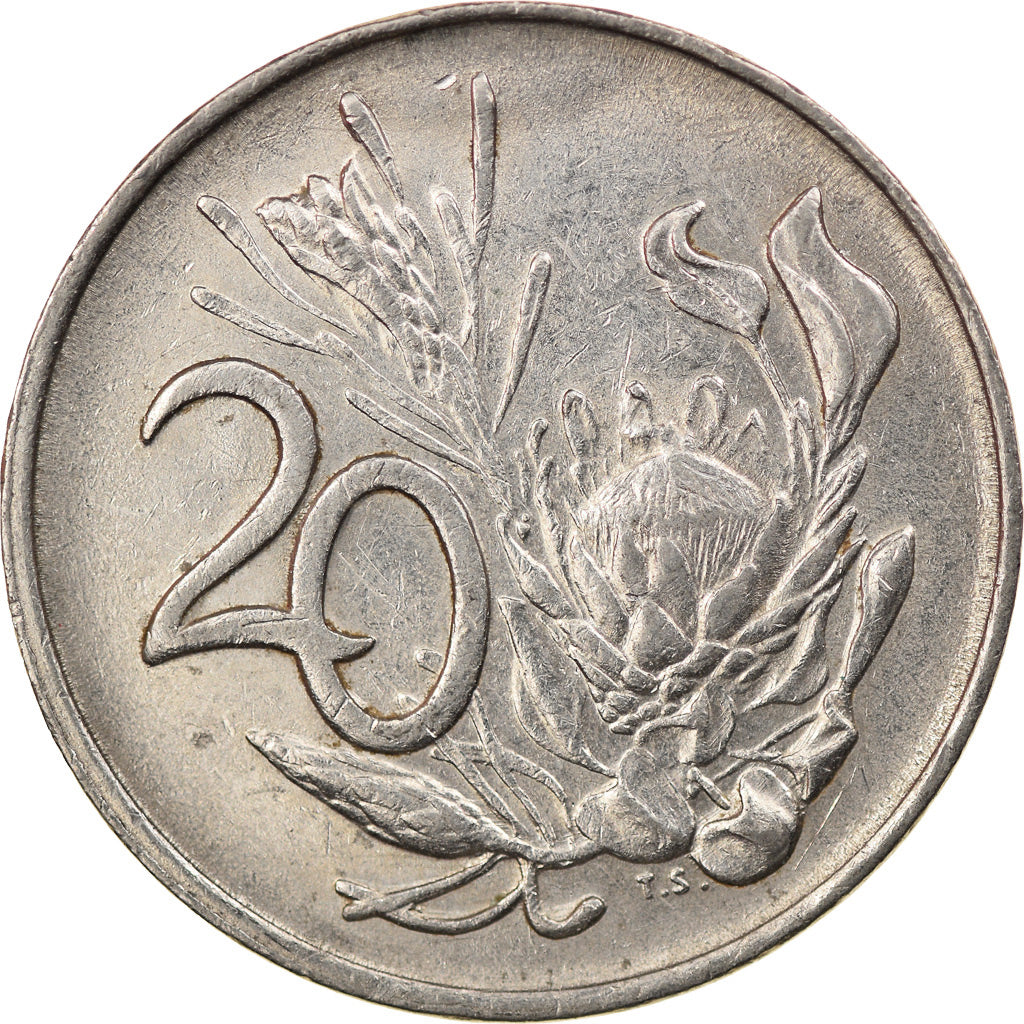 Coin, South Africa, 20 Cents, 1986, EF(40-45), Nickel, KM:86