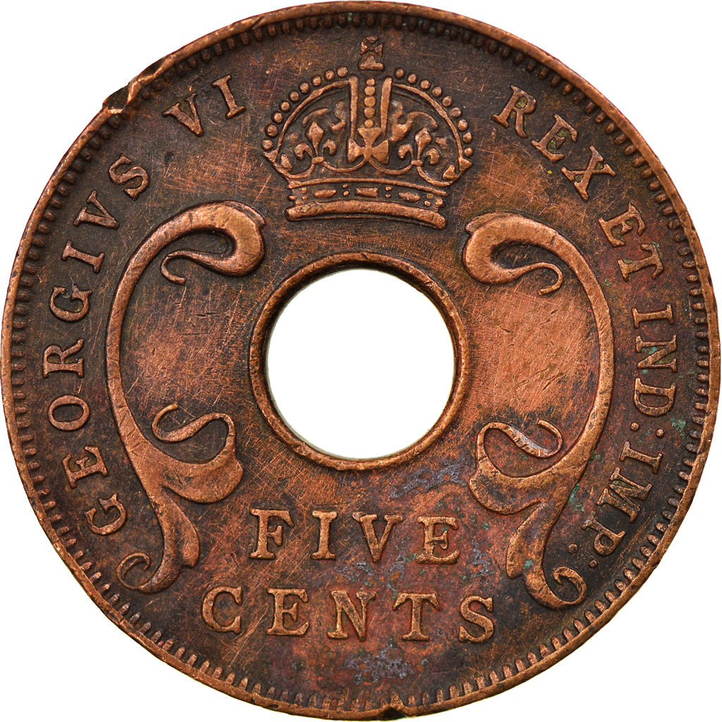 Munten, OOST AFRIKA, George VI, 5 Cents, 1943, ZF, Bronze, KM:25.2