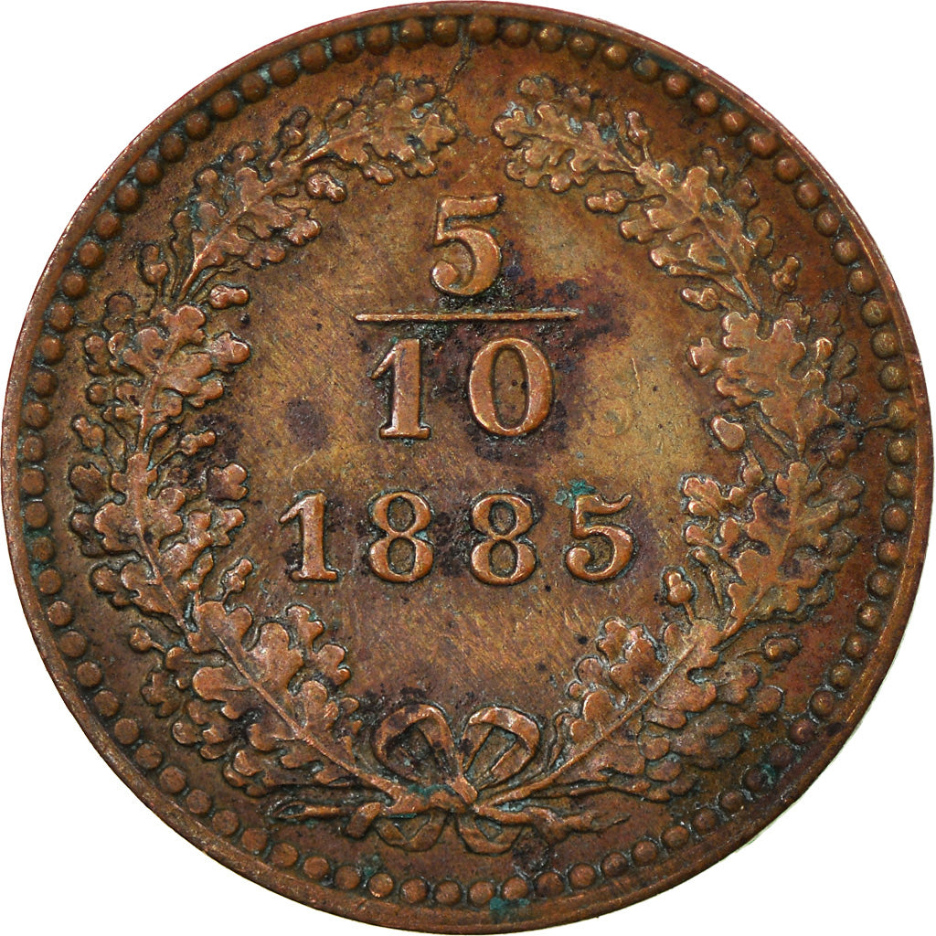 Coin, Austria, Franz Joseph I, 5/10 Kreuzer, 1885, EF(40-45), Copper, KM:2184