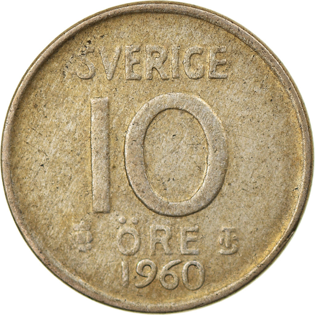 Coin, Sweden, Gustaf VI, 10 Öre, 1960, EF(40-45), Silver, KM:823