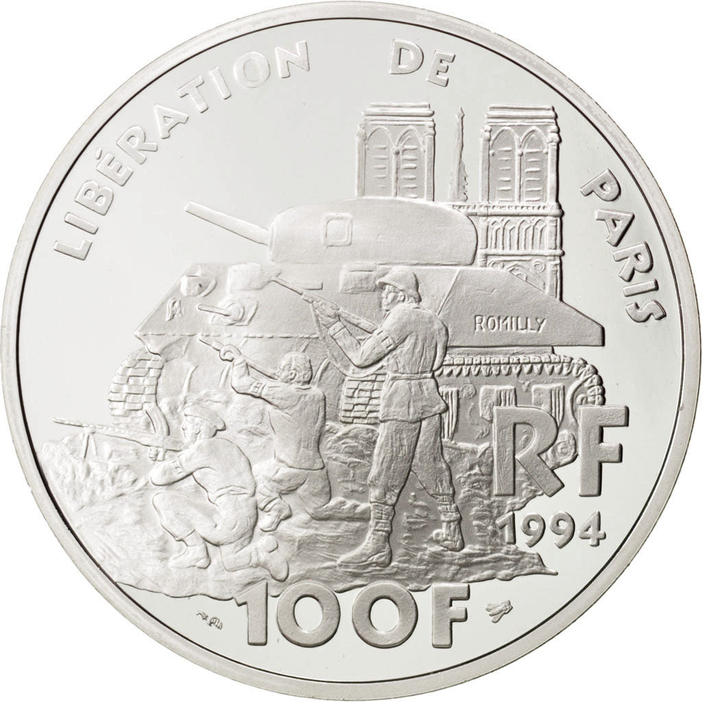 FRANCE, Libération de Paris, 100 Francs, 1994, KM #1045.2, MS(65-70), Silver, 2.