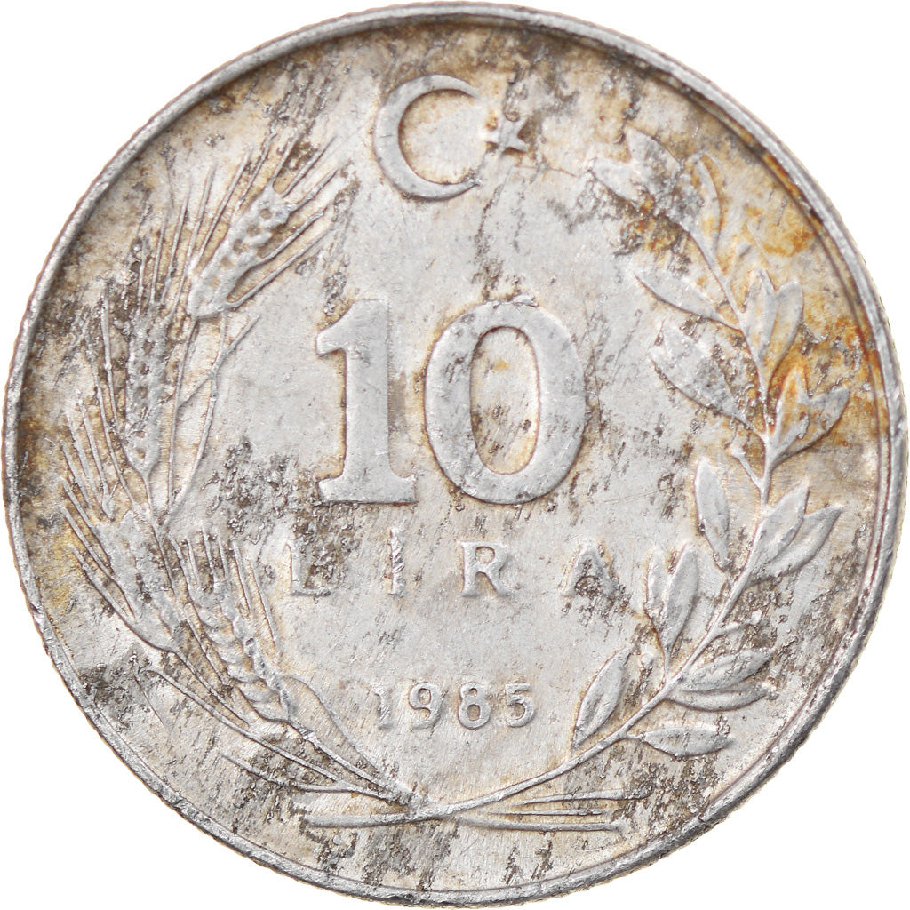 Munten, Turkije, 10 Lira, 1985, FR+, Aluminium, KM:964