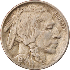 Moneta, Stati Uniti, Buffalo Nickel, 5 Cents, 1919, U.S. Mint, Philadelphia, BB