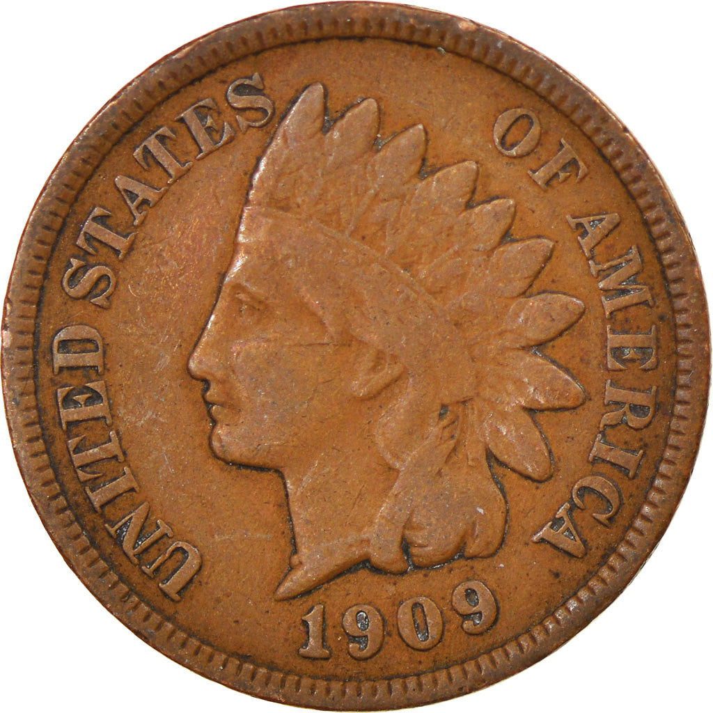 Coin, United States, Indian Head Cent, Cent, 1909, U.S. Mint, Philadelphia