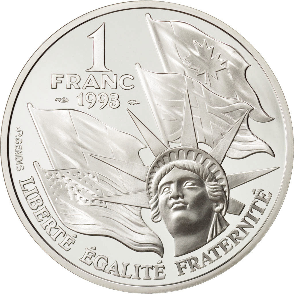 FRANCE, Franc, 1993, KM #1014, MS(65-70), Silver, 22.20