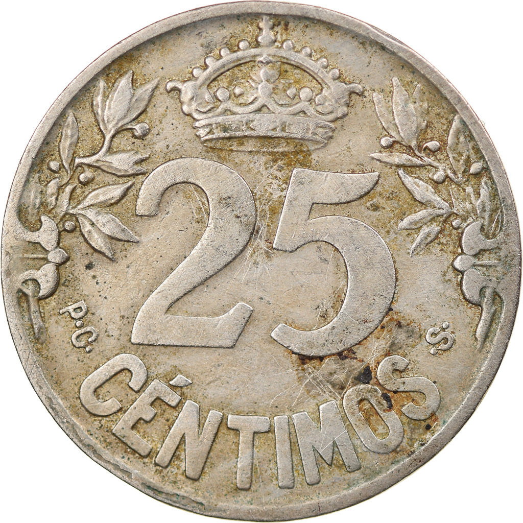 Coin, Spain, Alfonso XIII, 25 Centimos, 1925, Madrid, EF(40-45), Copper-nickel