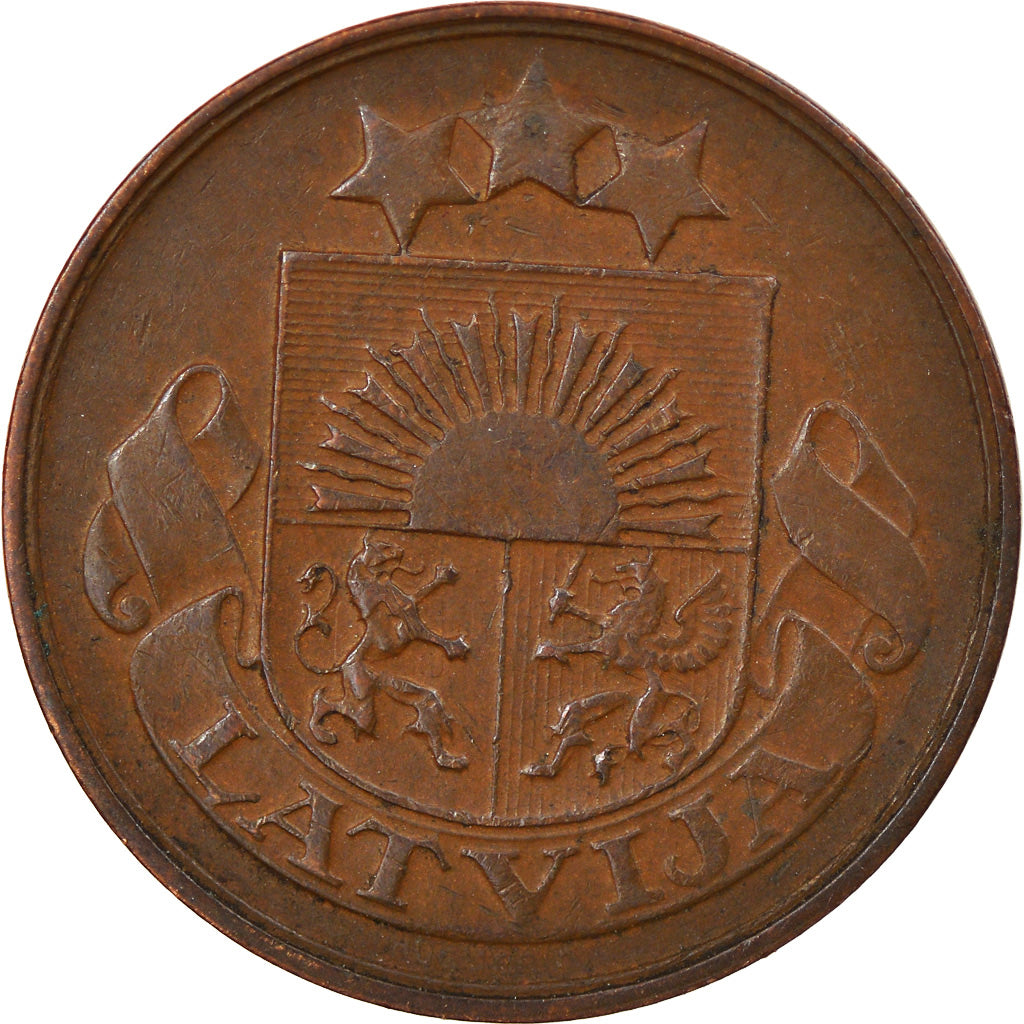 Coin, Latvia, 2 Santimi, 1922, EF(40-45), Bronze, KM:2