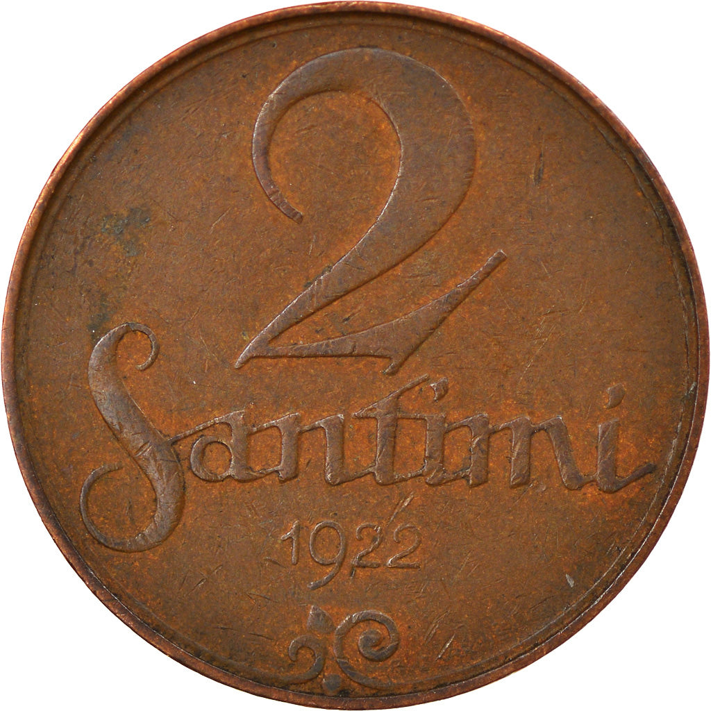 Coin, Latvia, 2 Santimi, 1922, EF(40-45), Bronze, KM:2