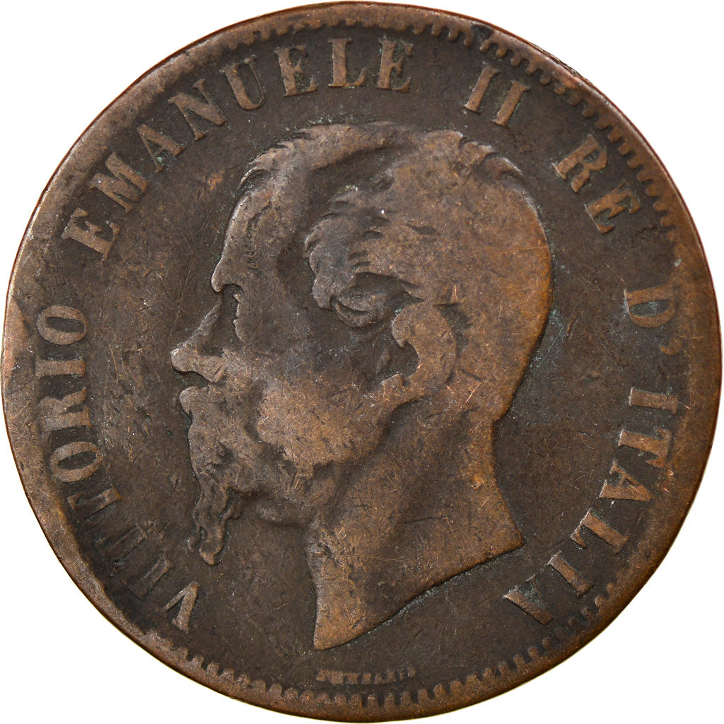 Moneda, Italia, Vittorio Emanuele II, 10 Centesimi, 1867, Birmingham, BC, Cobre