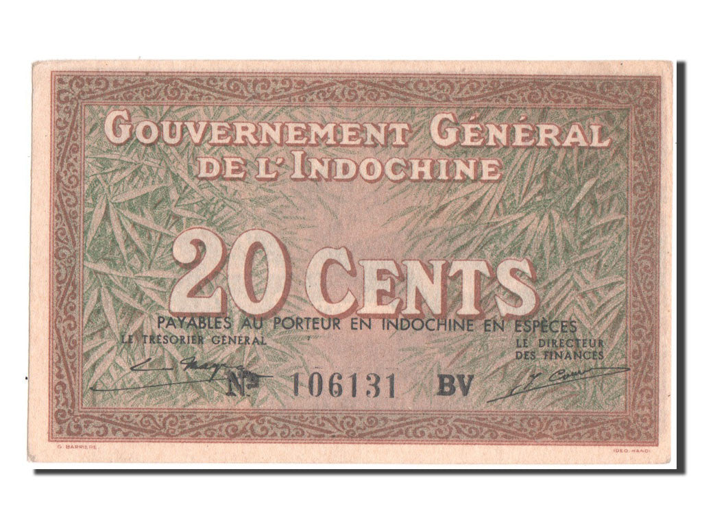 Banconote, Indocina francese, 20 Cents, 1939, SPL