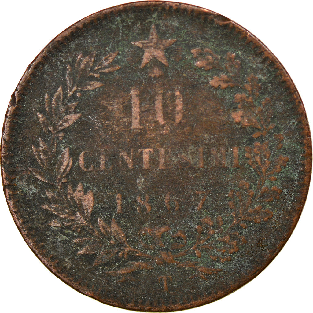 Moeda, Itália, Vittorio Emanuele II, 10 Centesimi, 1967, Torino, VG(8-10)