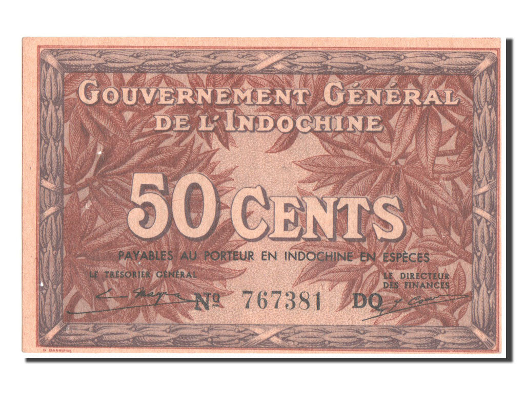 Banknote, French Indochina, 50 Cents, 1939, AU(55-58)