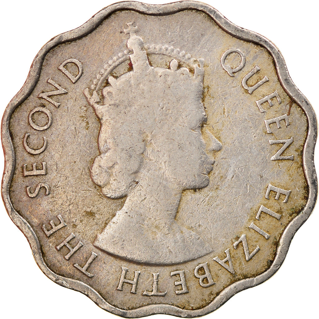 Monnaie, Mauritius, Elizabeth II, 10 Cents, 1954, TTB, Copper-nickel, KM:33