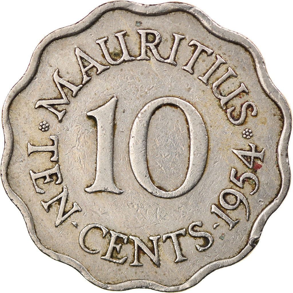 Monnaie, Mauritius, Elizabeth II, 10 Cents, 1954, TTB, Copper-nickel, KM:33