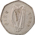 Moeda, REPÚBLICA DA IRLANDA, 50 Pence, 1977, EF(40-45), Cobre-níquel, KM:24