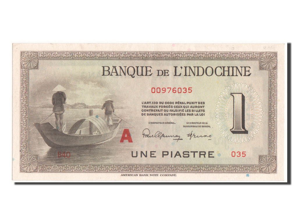 French Indo-China, 1 Piastre, 1945, KM #76b, UNC(60-62), A00976035