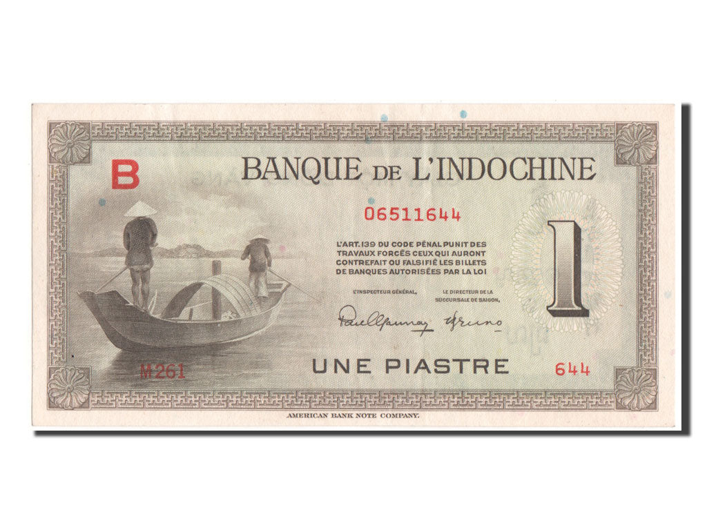 French Indo-China, 1 Piastre, 1945, KM #76a, UNC(63), B06511644