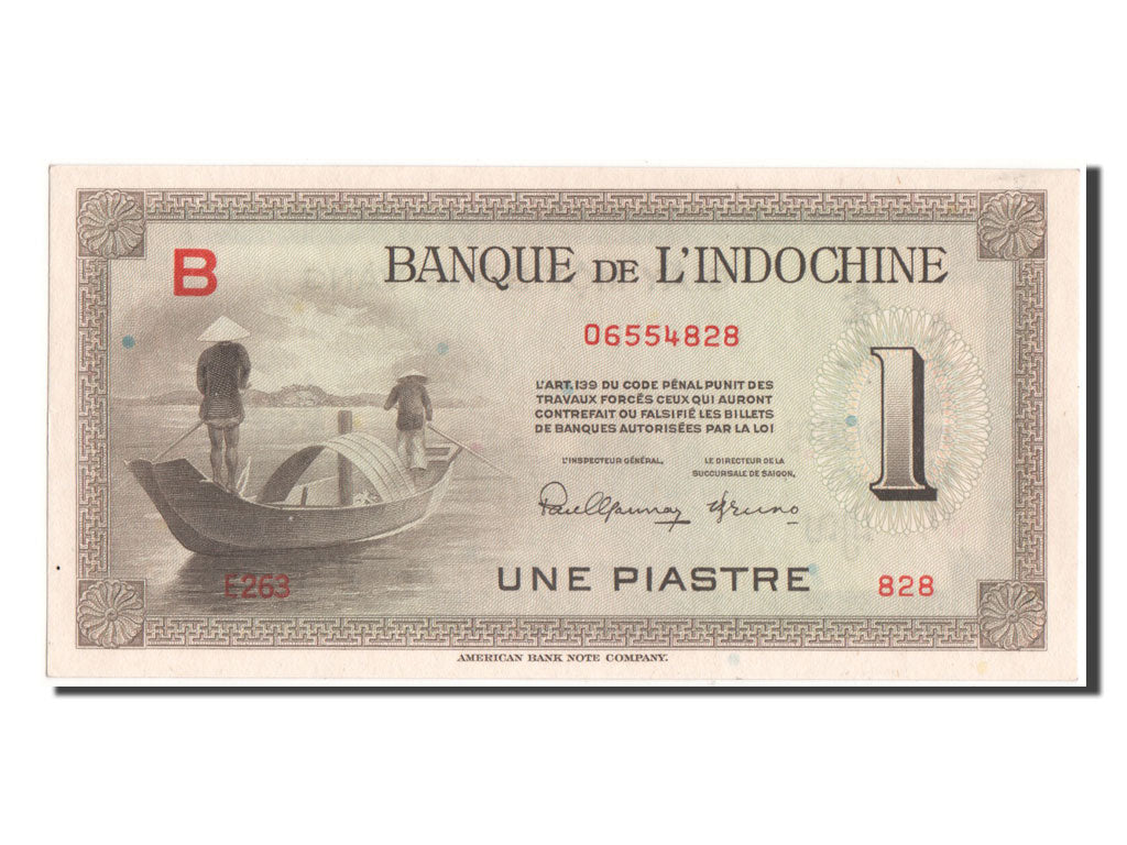 French Indo-China, 1 Piastre, 1945, KM #76a, UNC(65-70), B06554828