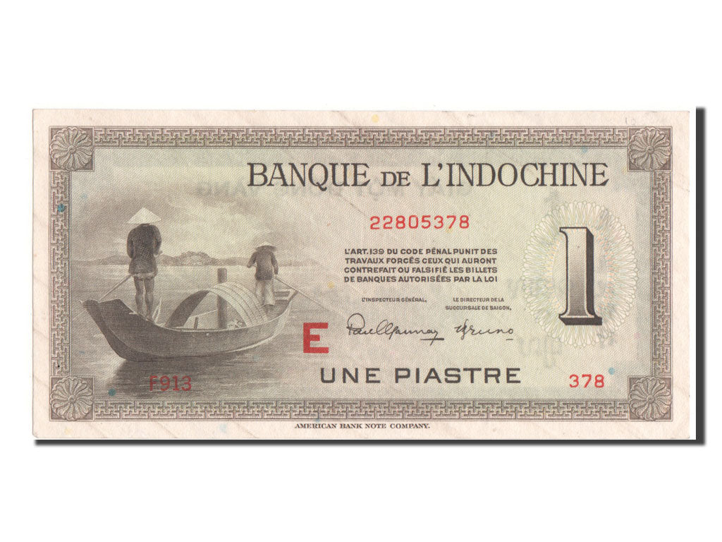 French Indo-China, 1 Piastre, 1945, KM #76b, EF(40-45), E22805378