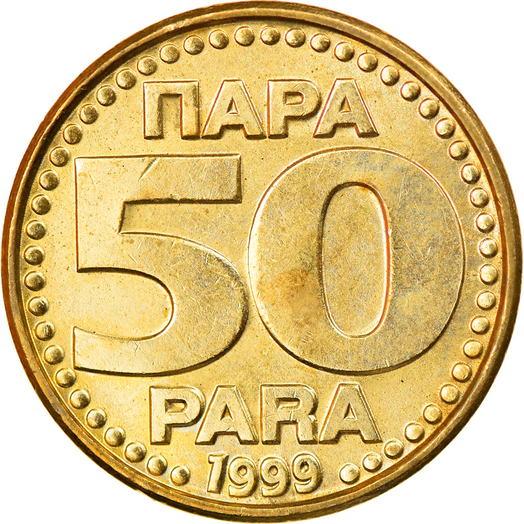 Coin, Yugoslavia, 50 Para, 1999, AU(55-58), Brass, KM:174