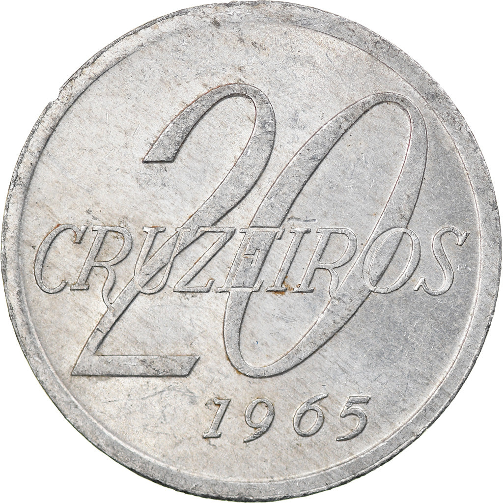 Coin, Brazil, 20 Cruzeiros, 1965, EF(40-45), Aluminum, KM:573
