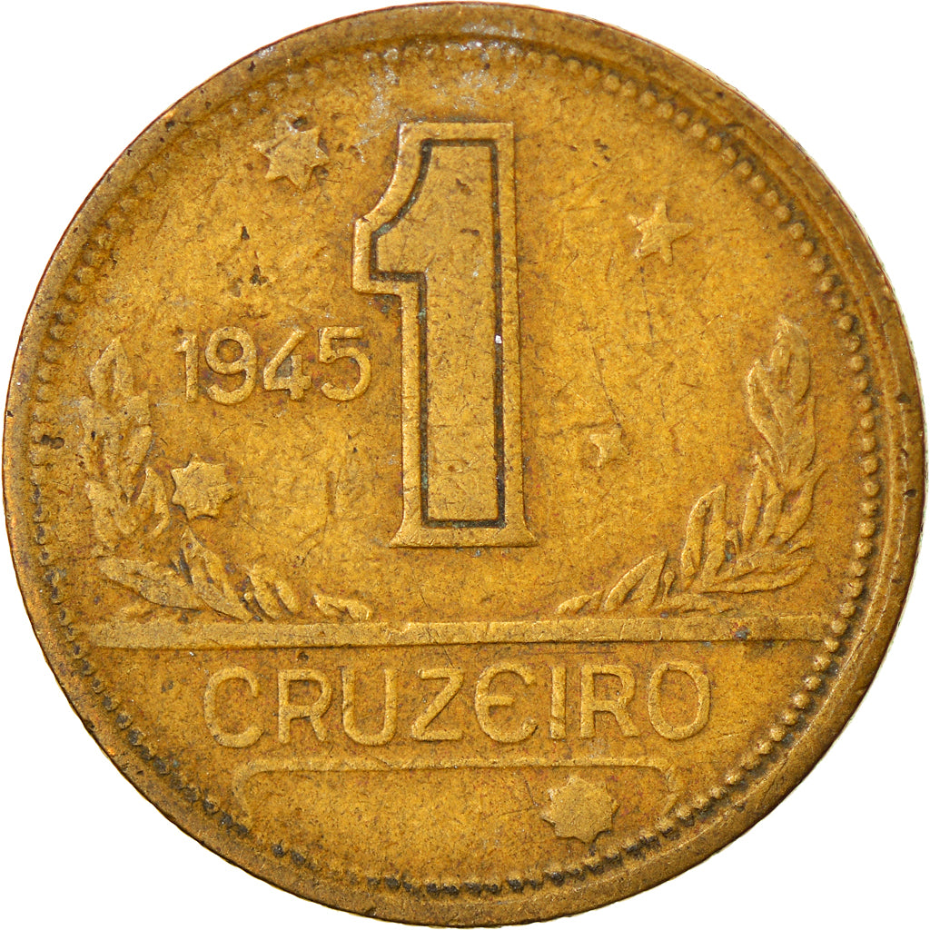 Moeda, Brasil, Cruzeiro, 1945, EF(40-45), Alumínio-Bronze, KM:558