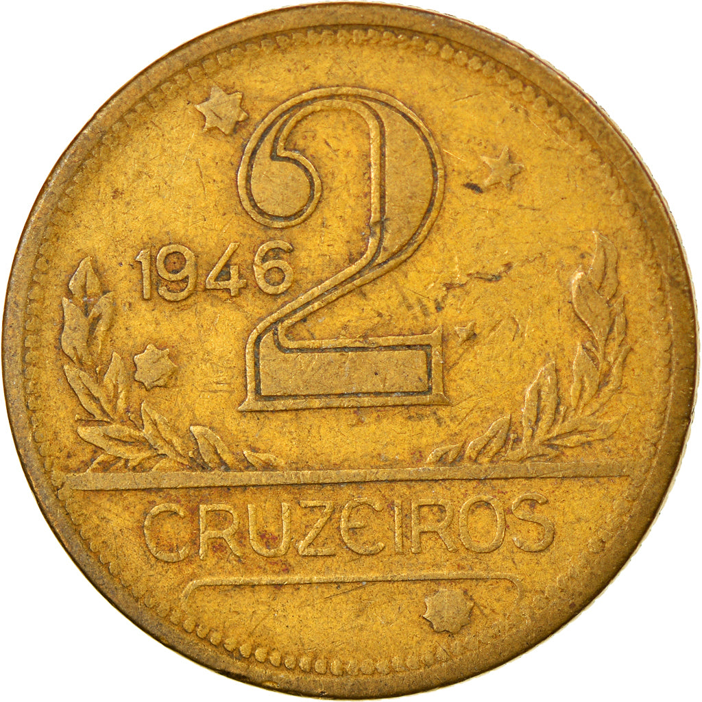 Coin, Brazil, 2 Cruzeiros, 1946, EF(40-45), Aluminum-Bronze, KM:559