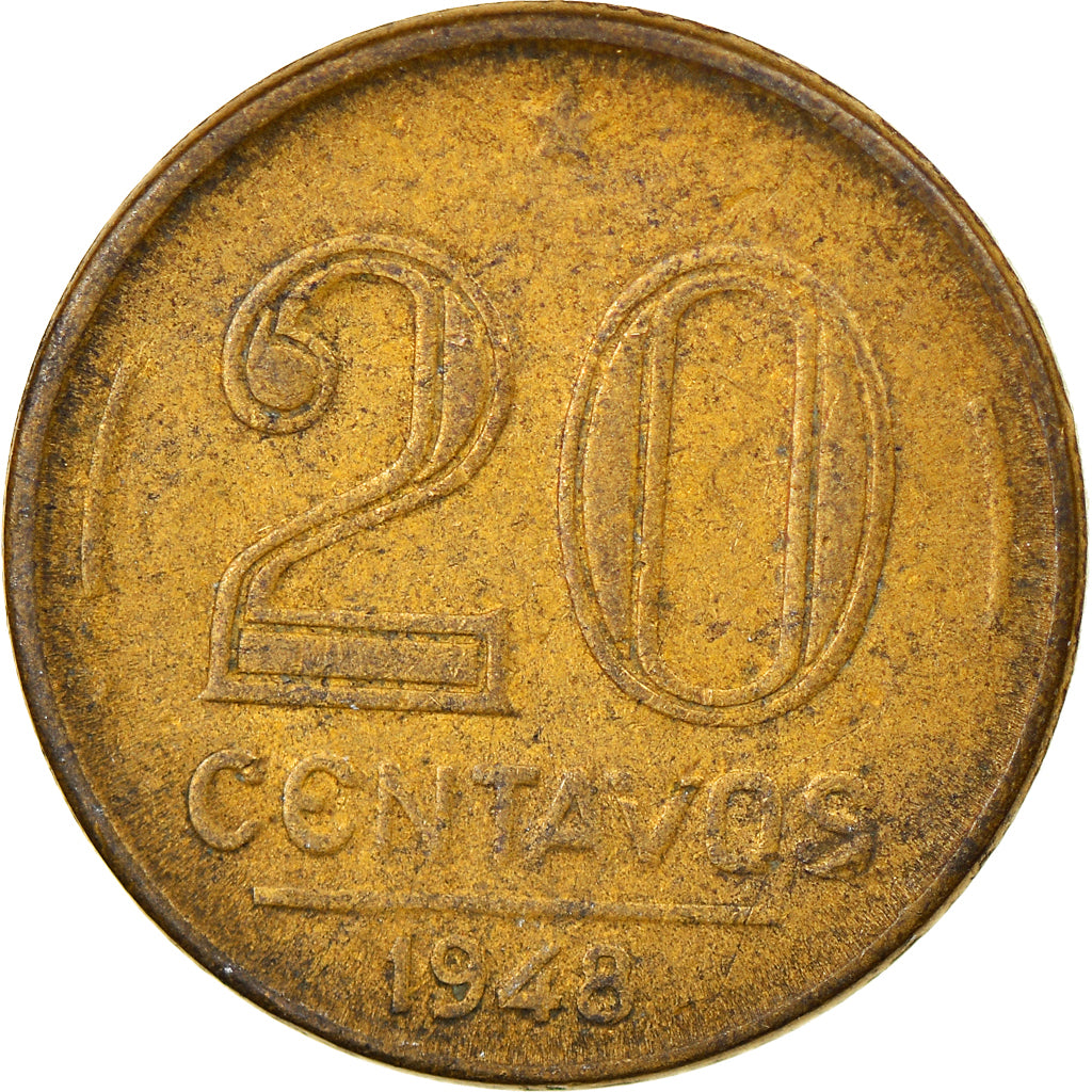 Munten, Brazilië, 20 Centavos, 1948, ZF, Aluminum-Bronze, KM:556a