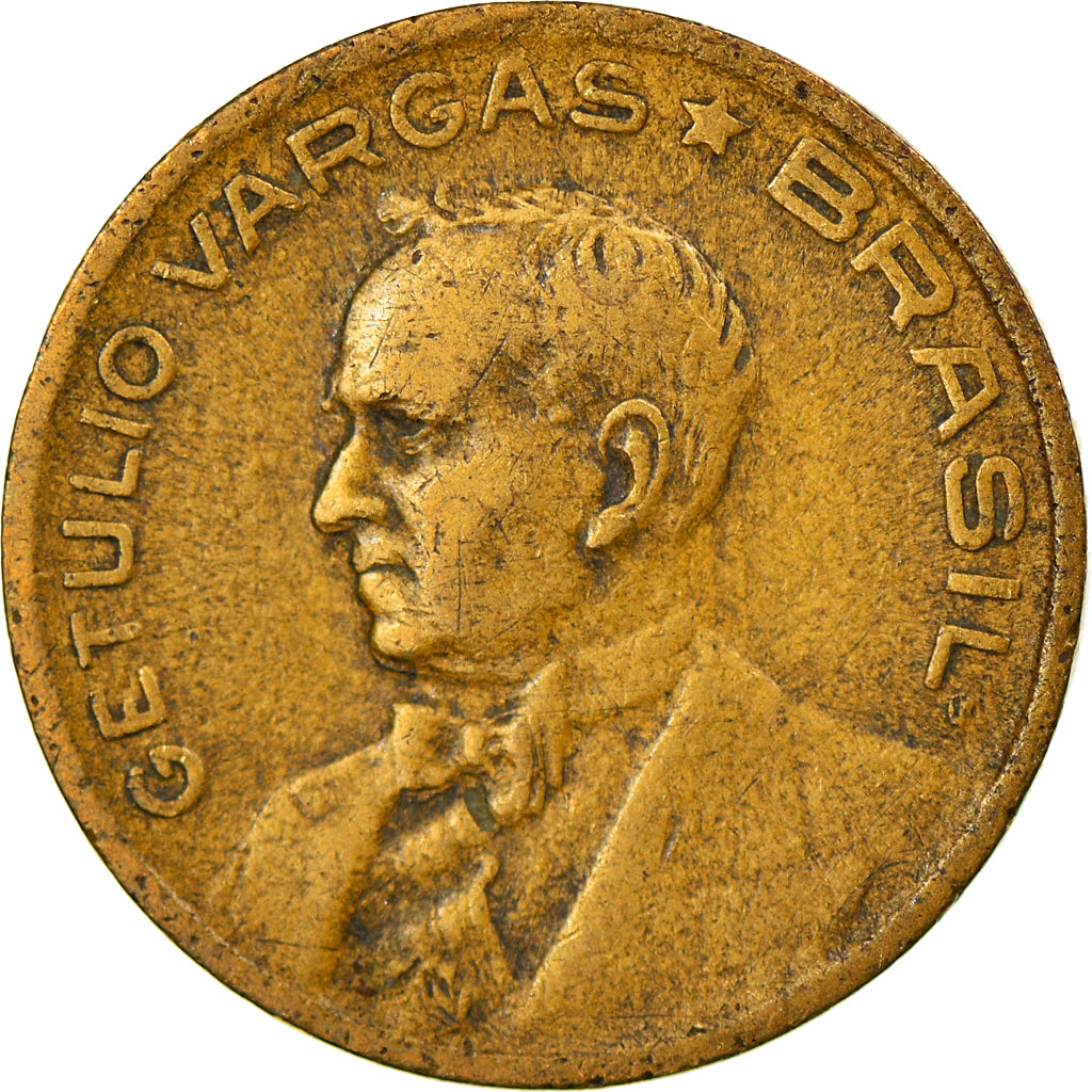 Coin, Brazil, 10 Centavos, 1944, EF(40-45), Aluminum-Bronze, KM:555a.1