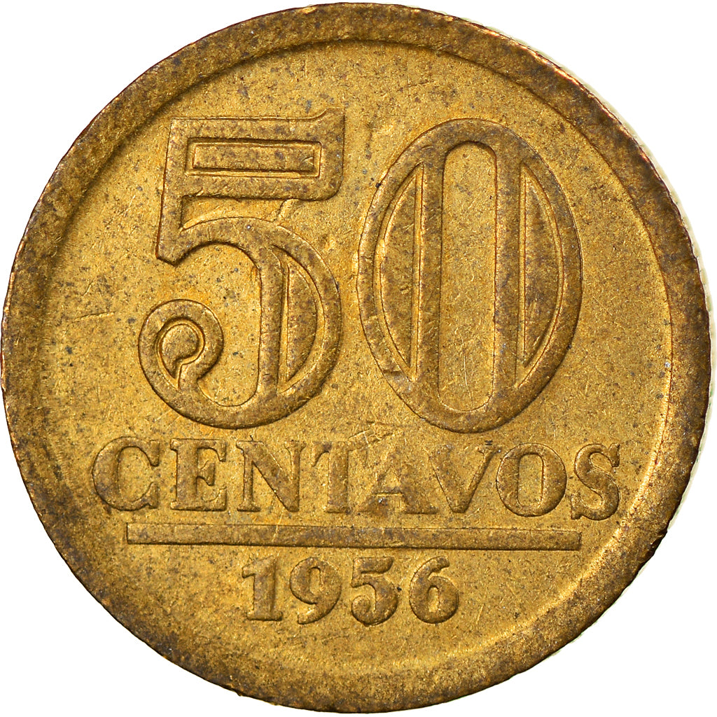 Coin, Brazil, 50 Centavos, 1956, EF(40-45), Aluminum-Bronze, KM:566