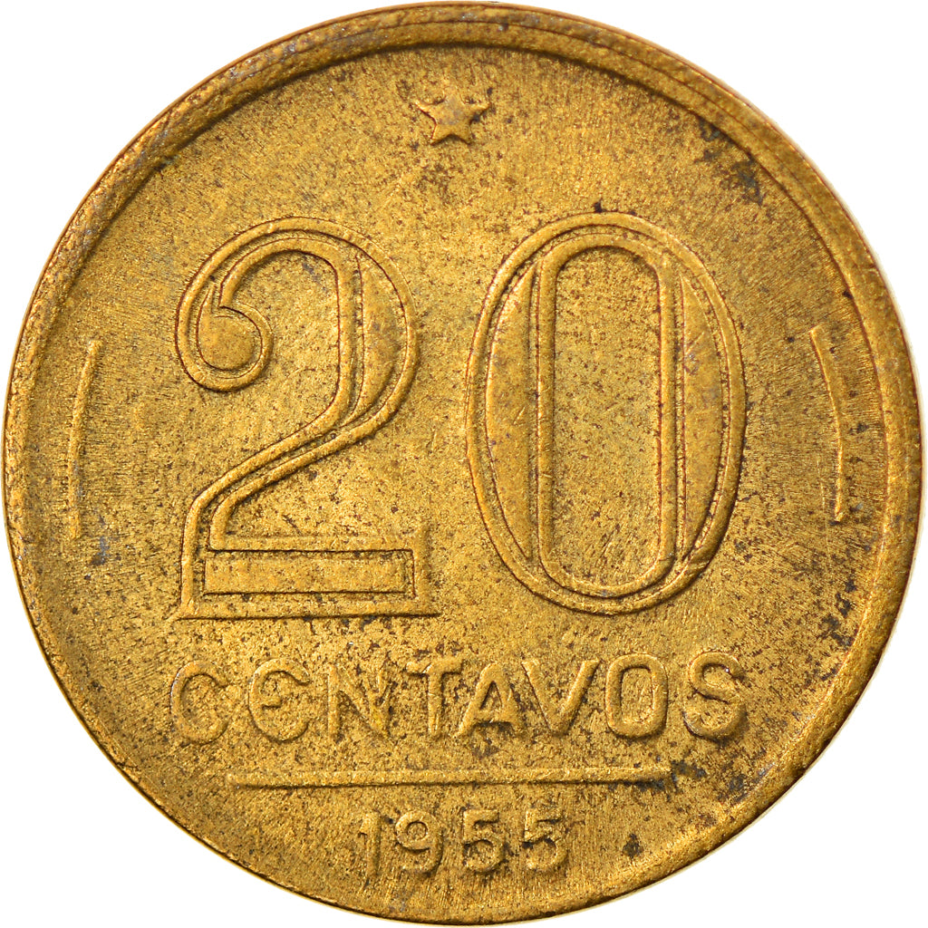 Munten, Brazilië, 20 Centavos, 1955, ZF, Aluminum-Bronze, KM:562