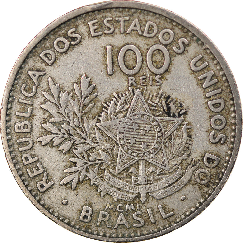 Coin, Brazil, 100 Reis, 1901, EF(40-45), Copper-nickel, KM:503