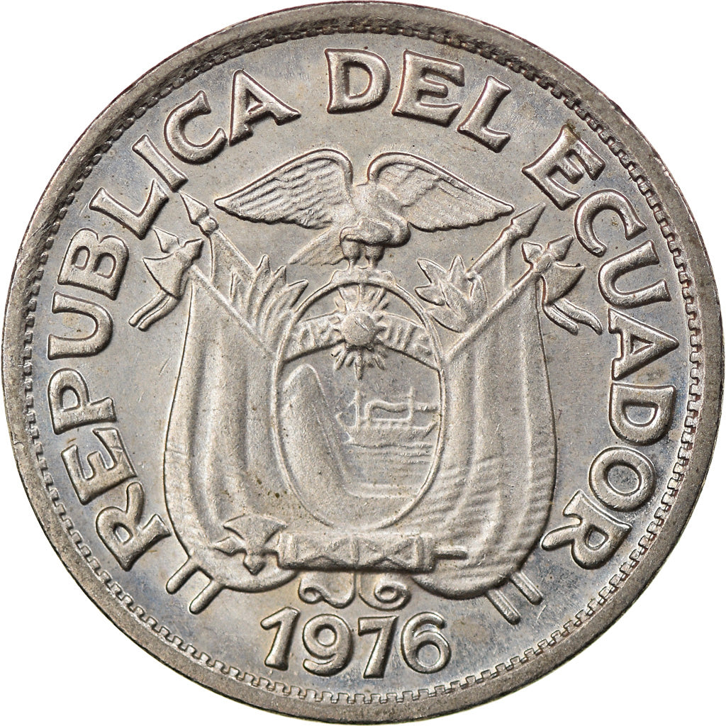 Coin, Ecuador, 10 Centavos, Diez, 1976, EF(40-45), Copper-Nickel Clad Steel