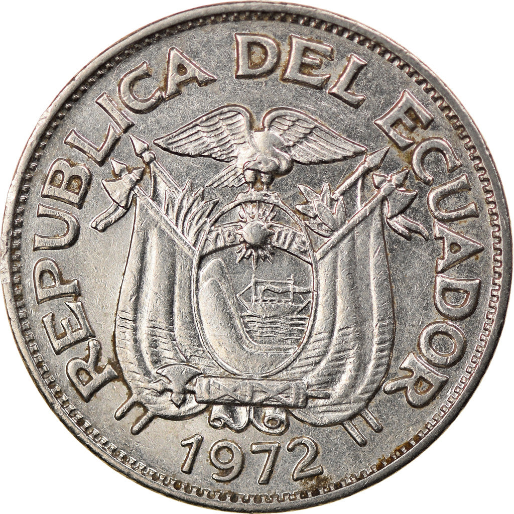 Coin, Ecuador, 20 Centavos, 1972, EF(40-45), Nickel Clad Steel, KM:77.1c