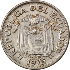 Moneda, Ecuador, 50 Centavos, Cincuenta, 1975, MBC, Níquel recubierto de acero