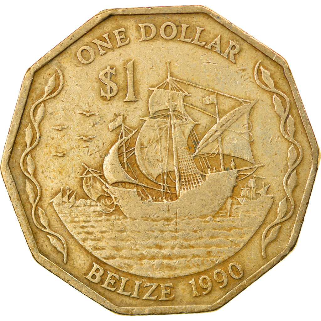 Moneta, Belize, Dollar, 1990, BB, Nichel-ottone, KM:99