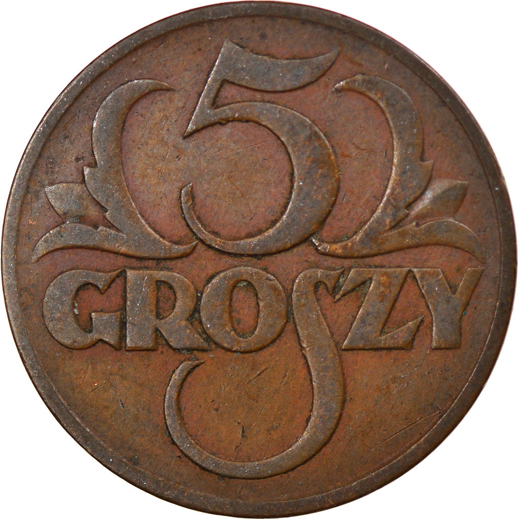 Moeda, Polónia, 5 Groszy, 1928, Warsaw, EF(40-45), Bronze, KM:10a